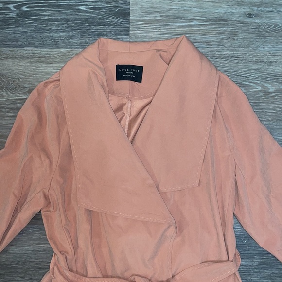 Love Tree Pink Trench Coat - Size Medium - Picture 2 of 5